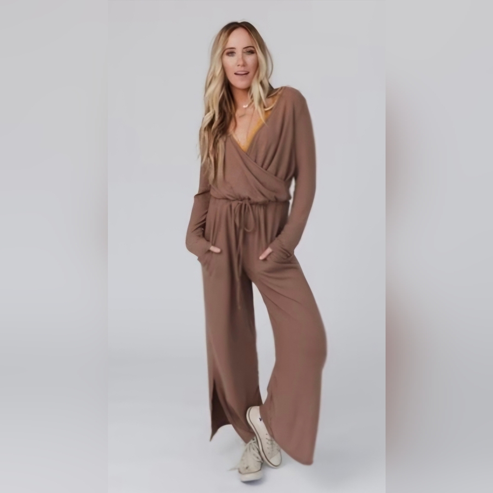 Three Bird Nest Cross Front Jumpsuit